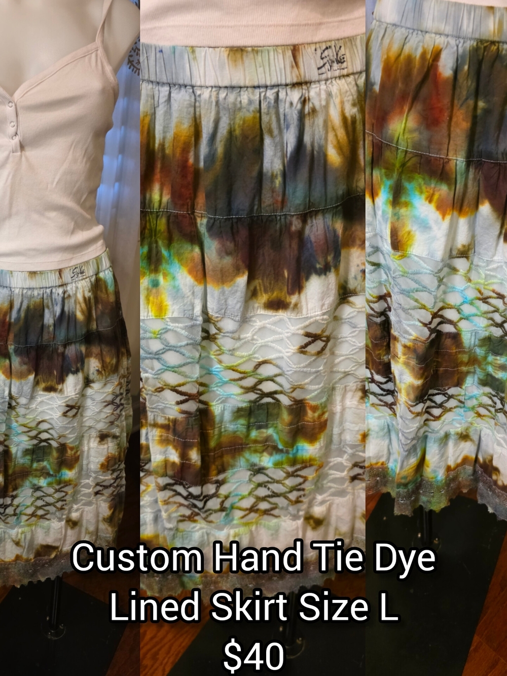 Hand Crafted Multicolor Tie-Dye Maxi Skirt